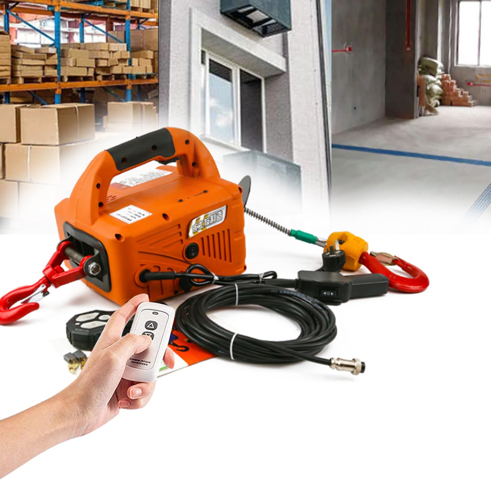 TYH Argano Elettrico Portatile, Argano Elettrico 3 in 1, Telecomando Cablato E Wireless 110 V/220 V, Protezione da Sovraccarico, Altezza di Sollevamento di 25 Piedi, Telecomando Manuale Via Cavo