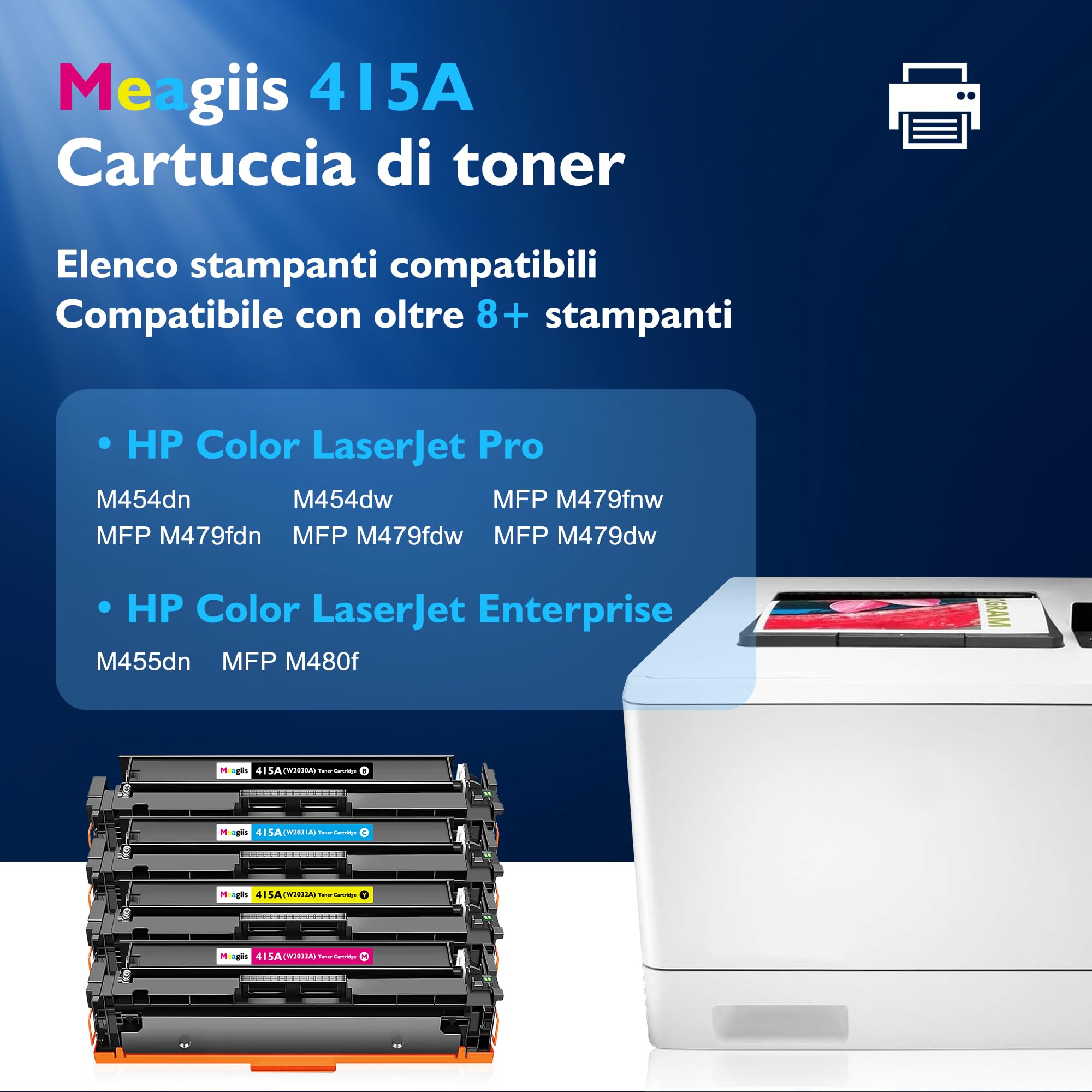 415A Toner Compatibili con HP 415A 415X Toner (Con Chip, 4 Pezzi) | Compatibili con HP Color LaserJet Pro M454dn M454dw M479fdw M479fnw M479fdn M479dw Enterprise M455dn M480f; Con Smart Chip