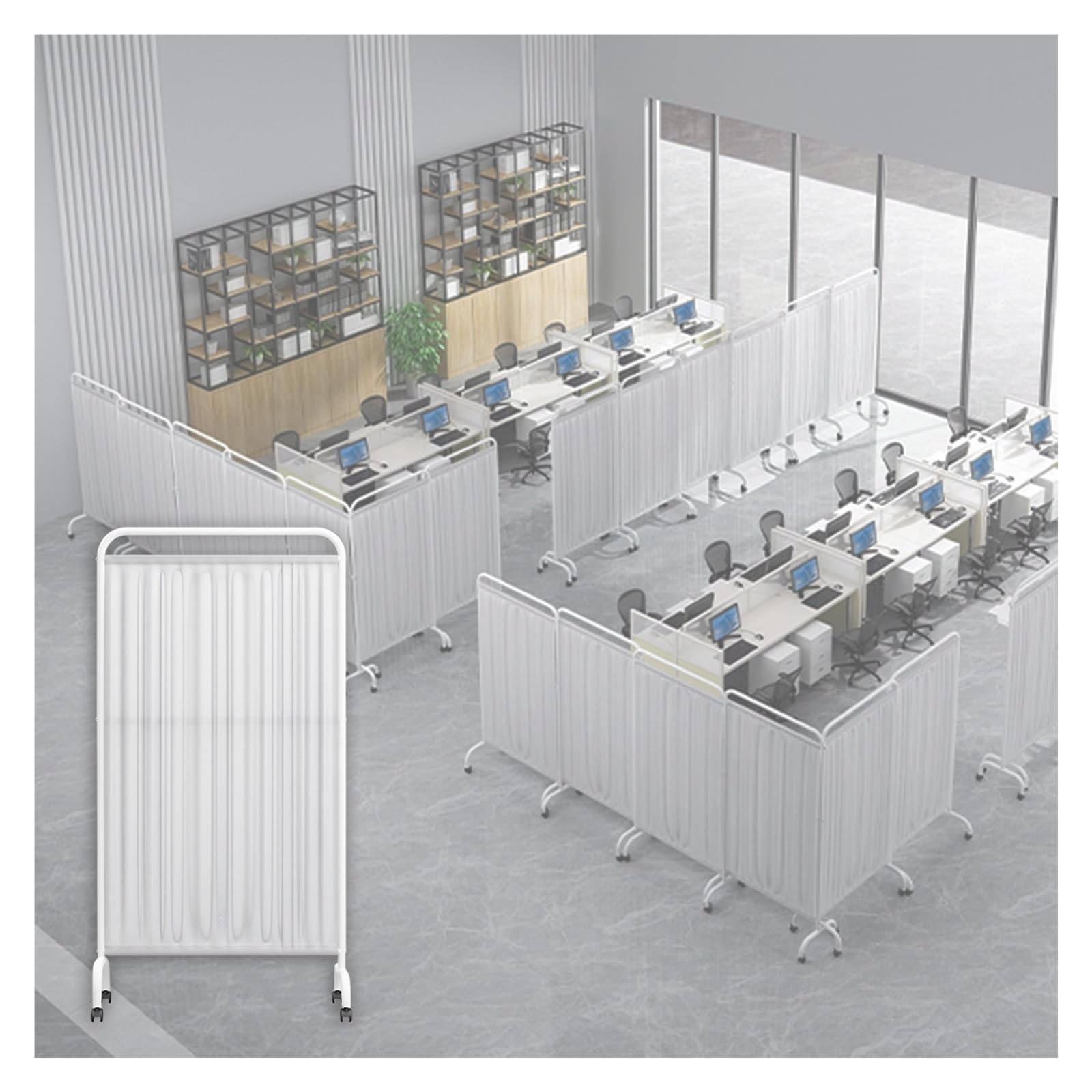 LVSEWOA Floor-Standing Room Divider with Lockable Wheels, Portable Privacy Screen for Clinic, Office, School, Hospital Temporary Partition