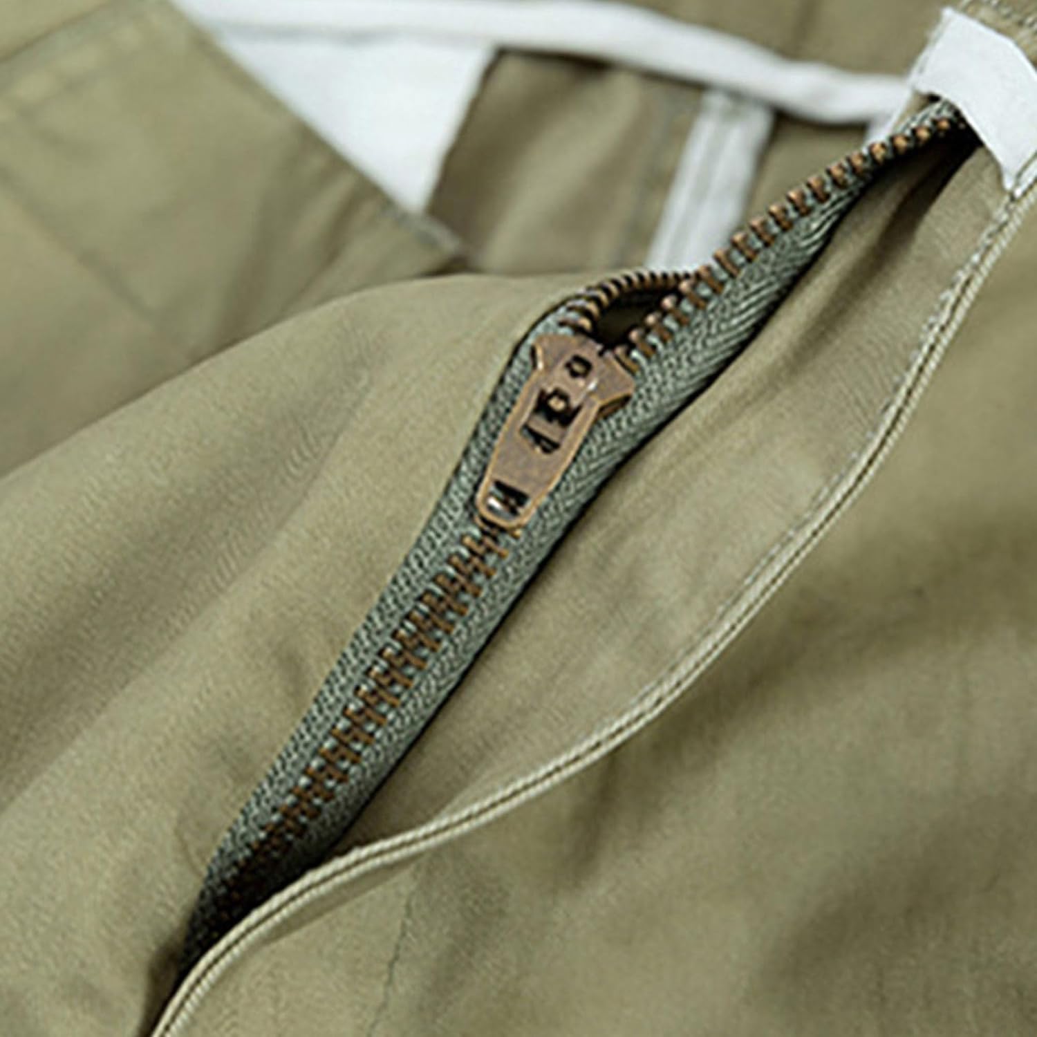 DGHM-JLMY Men's Summer Casual Multi-Bag Cargo Shorts Mid-Waist Zipper Straight Shorts Cotton Lightweight Outdoor Work Shorts
