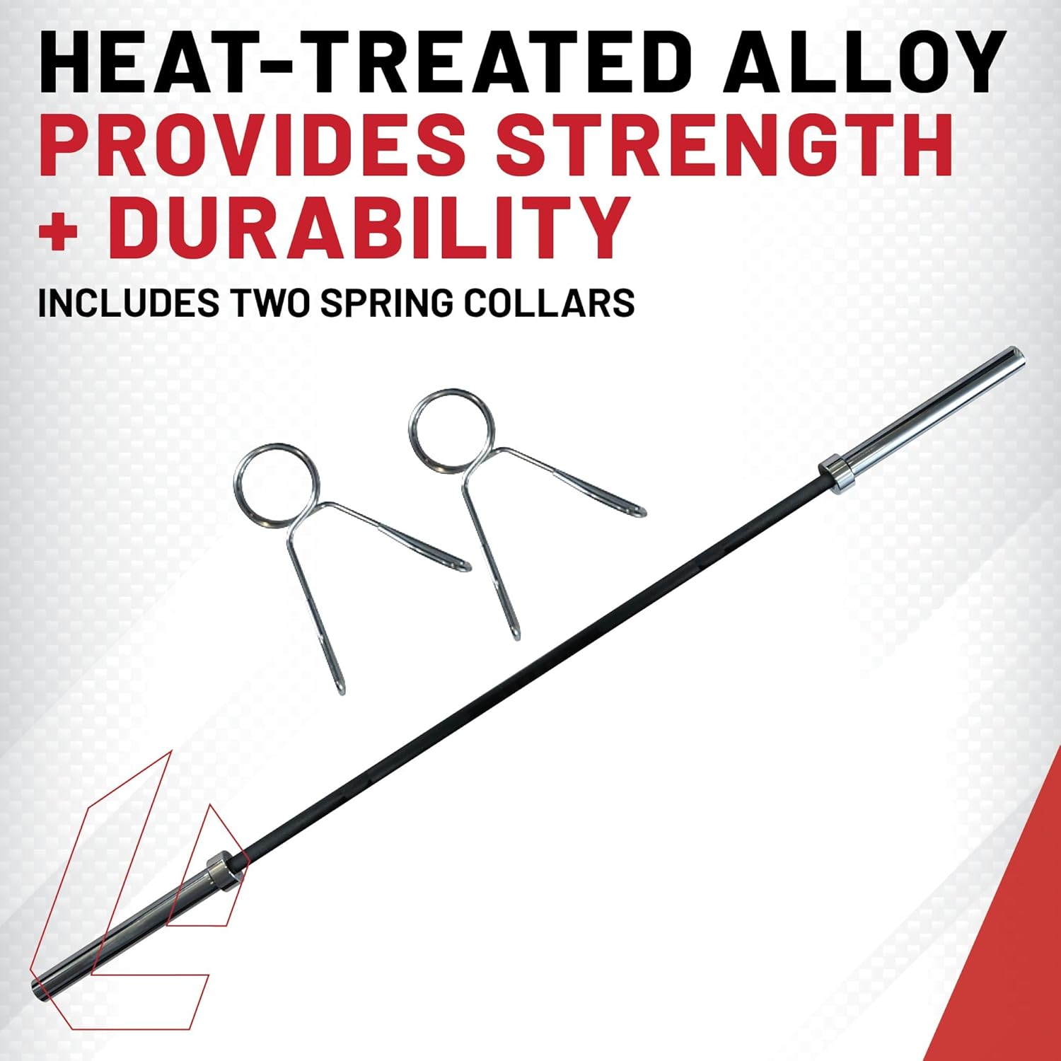 Lifeline Fitness Heat-Treated Steel Olympic Bar with Spring Collars - 45lb. Bar - Holds up to 1000lbs for Home Gym - Olympic Barbell For Strength Training
