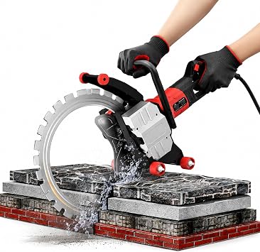 16" Electric Concrete Saw, Cut Depth11.81", 9800W Handheld Concrete Ring Saw, with Water Fed Dust Suppression, High Strength Diamond Cutter Head, for Stone, Rebar, Brick