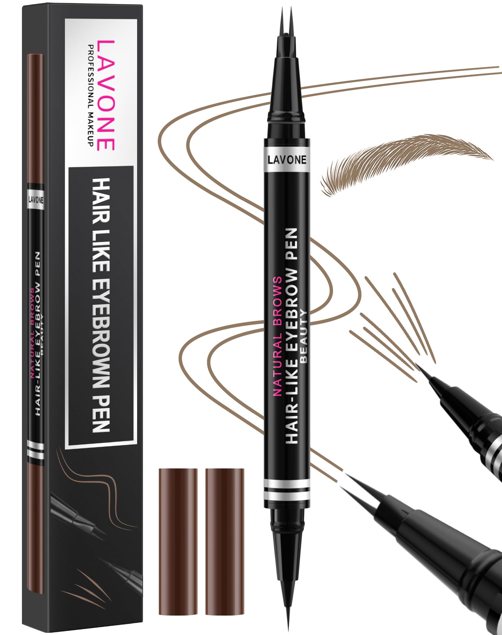 LAVONE 2-in-1 Waterproof Eyebrow Pencil with Brush, Taupe