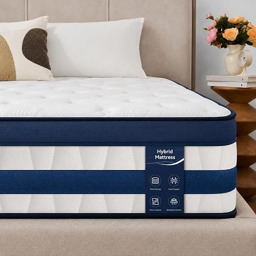 Matelas 140x200, 26 cm Hybride à Ressorts Ensachés et Mémoire de 