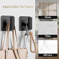 Vista 7 de 4 Pack Large Heavy Duty Wall Hooks - 26lb Max, Stainless Steel Adhesive Towel Hook, Shower Hooks for Hanging Towel, Coat, Robe, Wall Hook for Use in