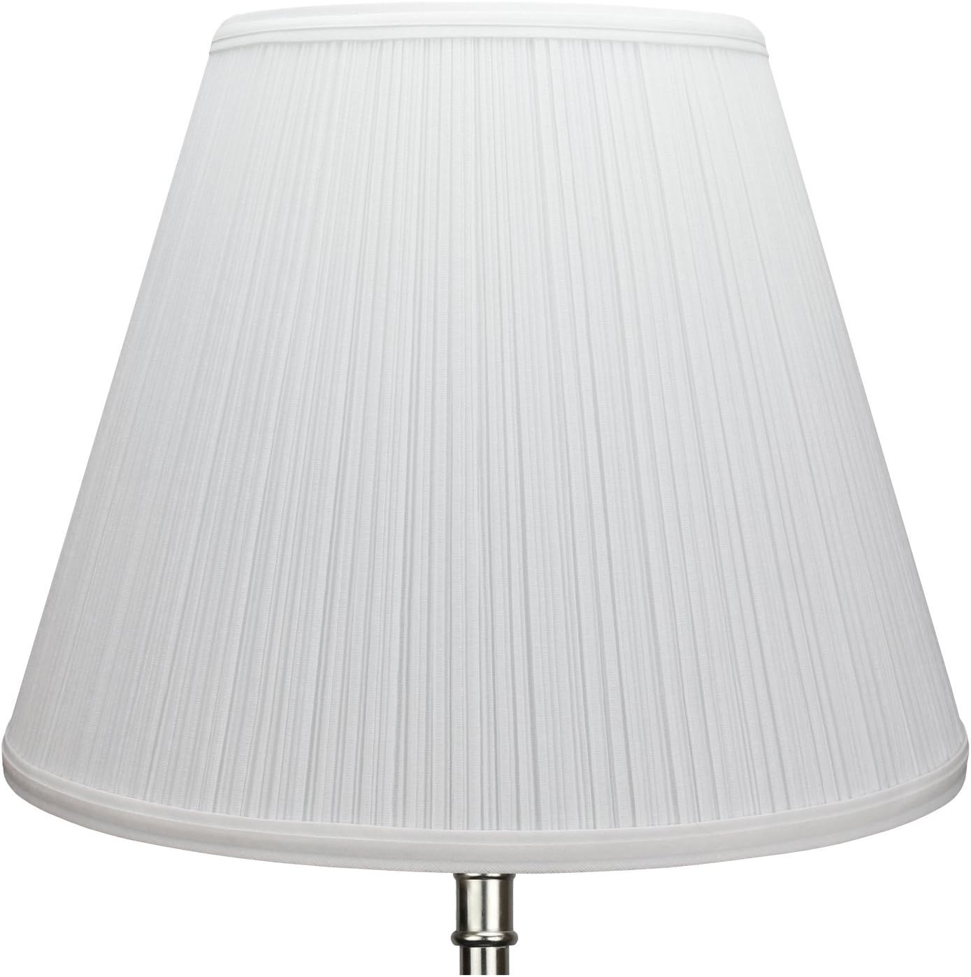 FenchelShades.com 8" Top Diameter x 15" Bottom Diameter 12" Slant Height Fabric Barrel Lampshade Spider Attachment (Pleated White)