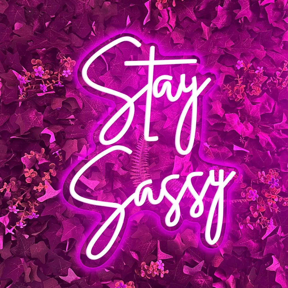 Stay Sassy neonowy znak do dekoracji ścian, piękny różowy neonowy znak świetlny LED do domu, na ślub, urodziny, przyjęcie dla dziewcząt, dekoracja sypialni, centrum handlowego, toaletka