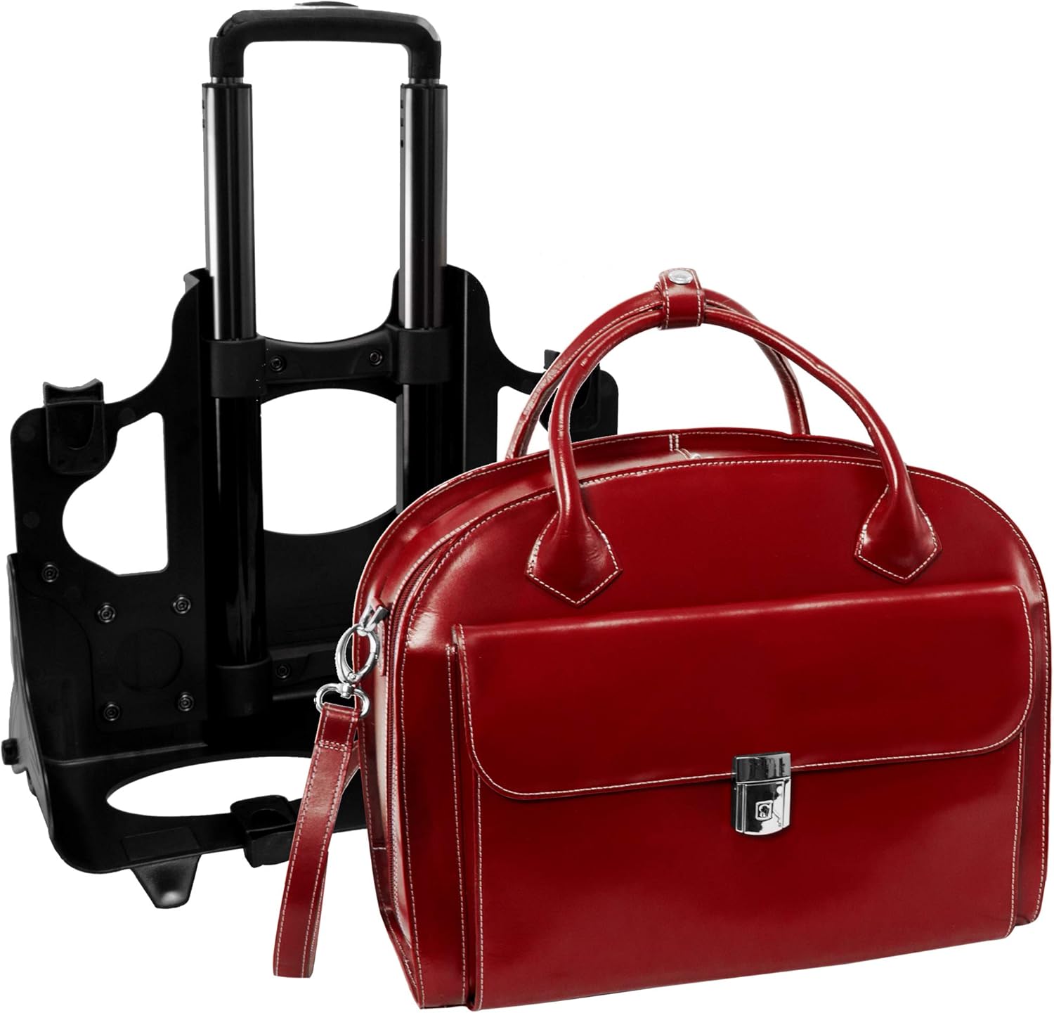 McKlein GLEN ELLYN15 Leather Detachable -Wheeled Ladies' Laptop/Computer & Tablet Business Briefcase Bag/Women's Rolling Overnight Travel Bag, Removable trolley case