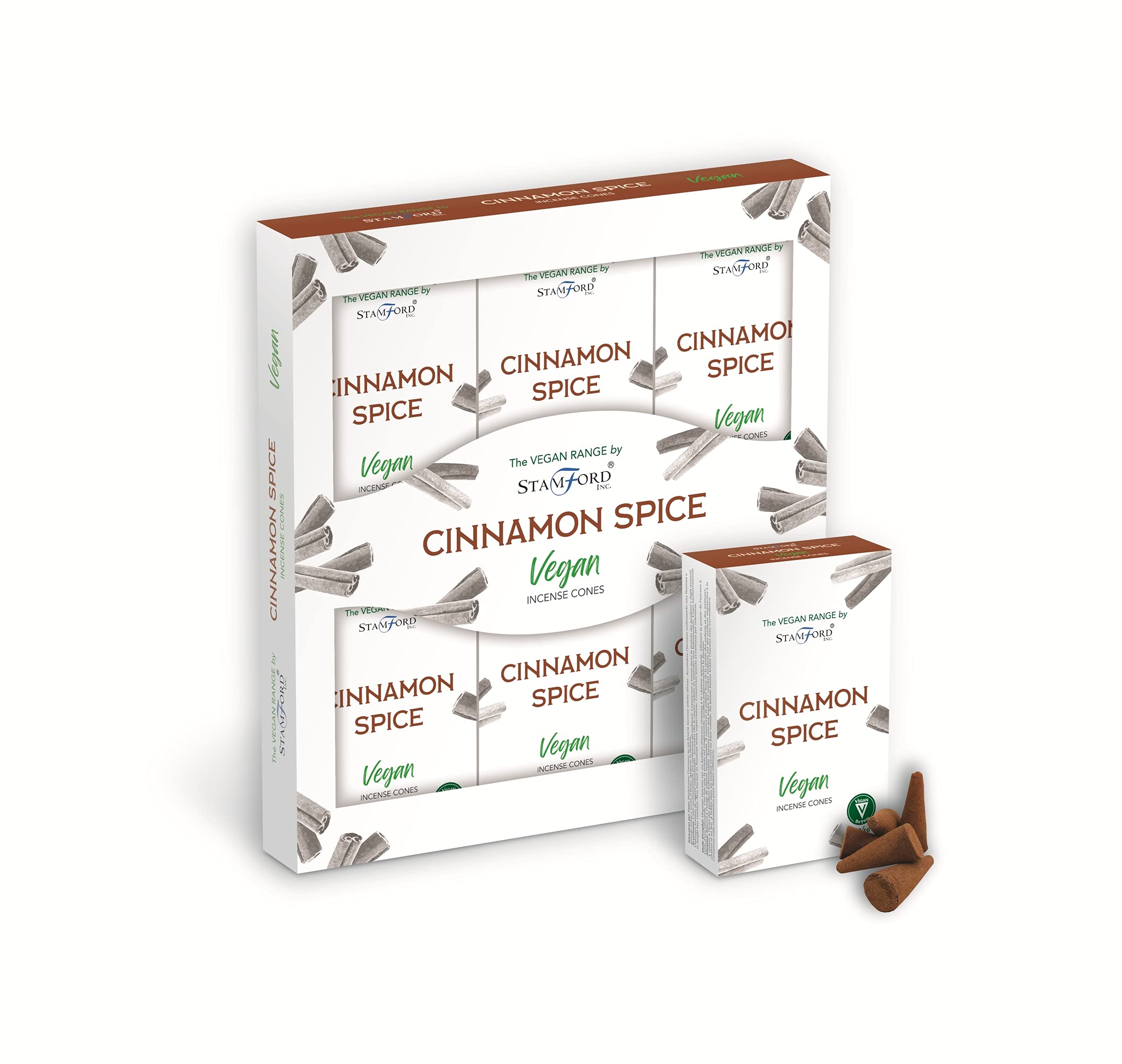 Stamford Inc. White Stamford Vegan Rich Musk Incense Cones-90 Cones (Cinnamon Spice)