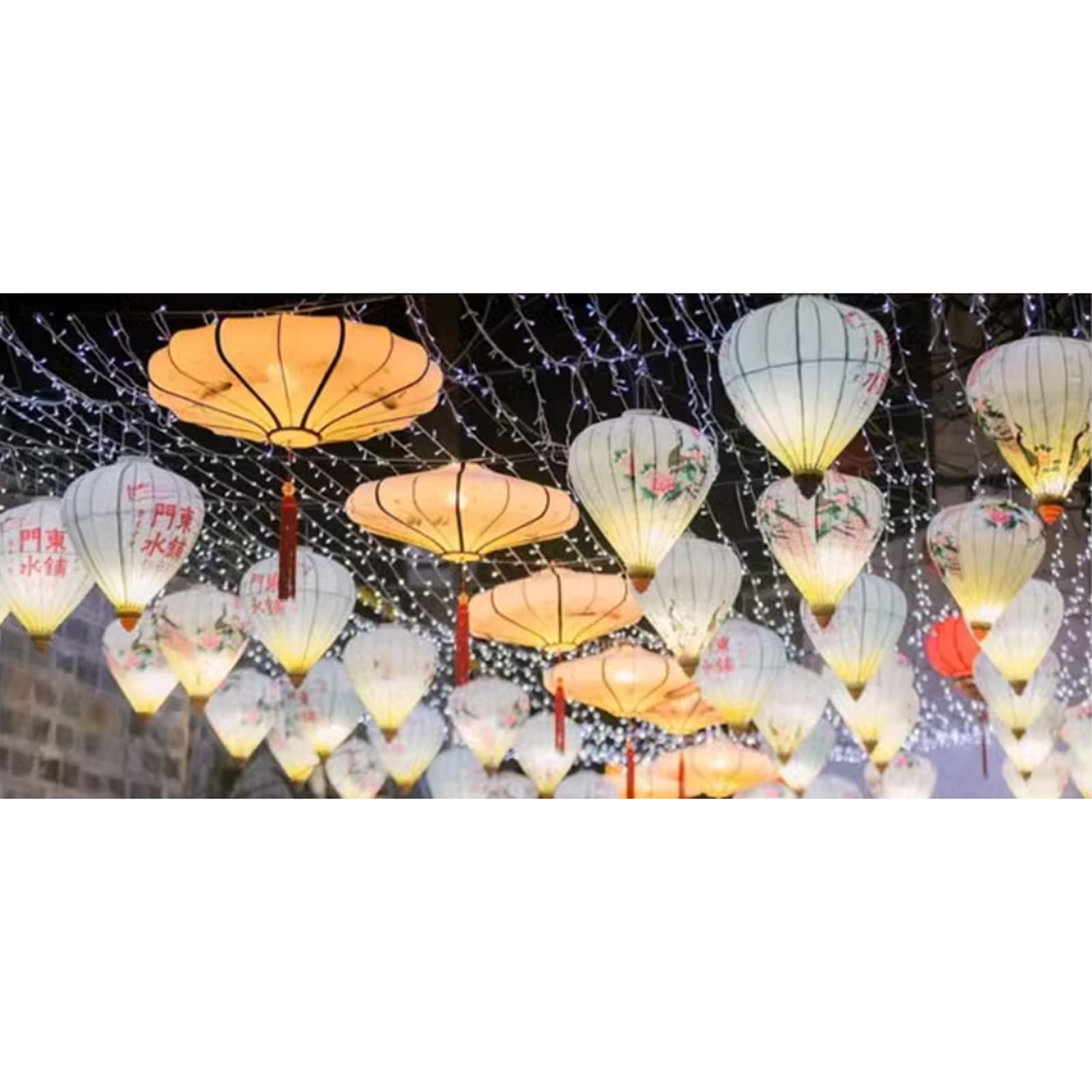 Lanterna di Seta Orientale, Lanterna Cinese Tradizionale di Seta Farol Lanterna da Esterno Lanterna Orientale appesa Lanterna Decorativa Giapponese vietnamita in Stoffa(12'')