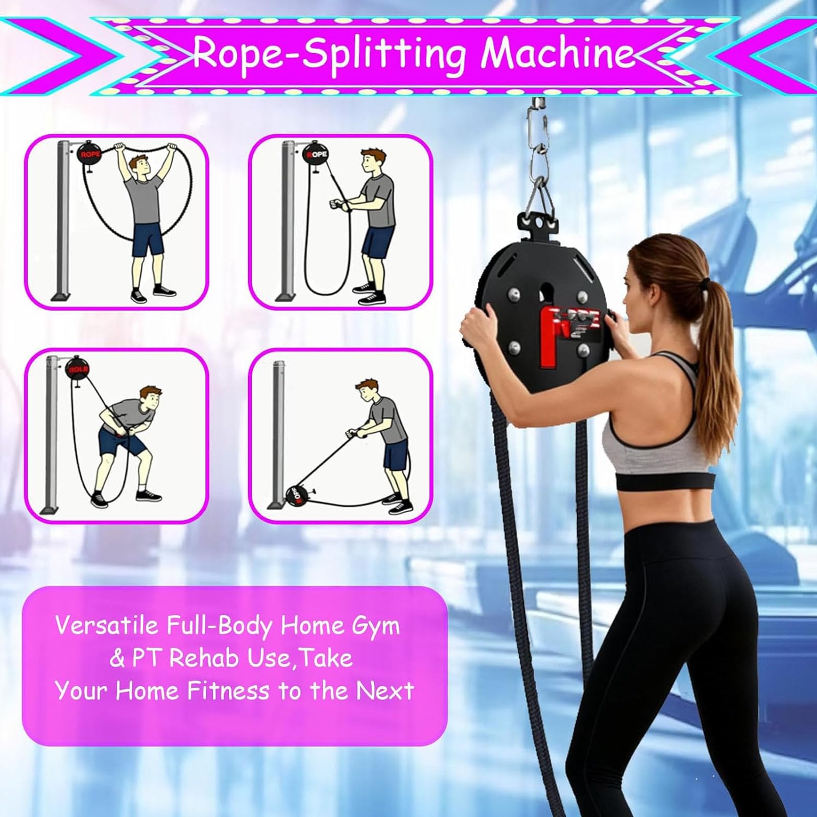 Endless Rope TrainerQ Rope Endless Rope TrainerCable Pulley System with Adjustable Resistance for Full Body Workout & Strength Training