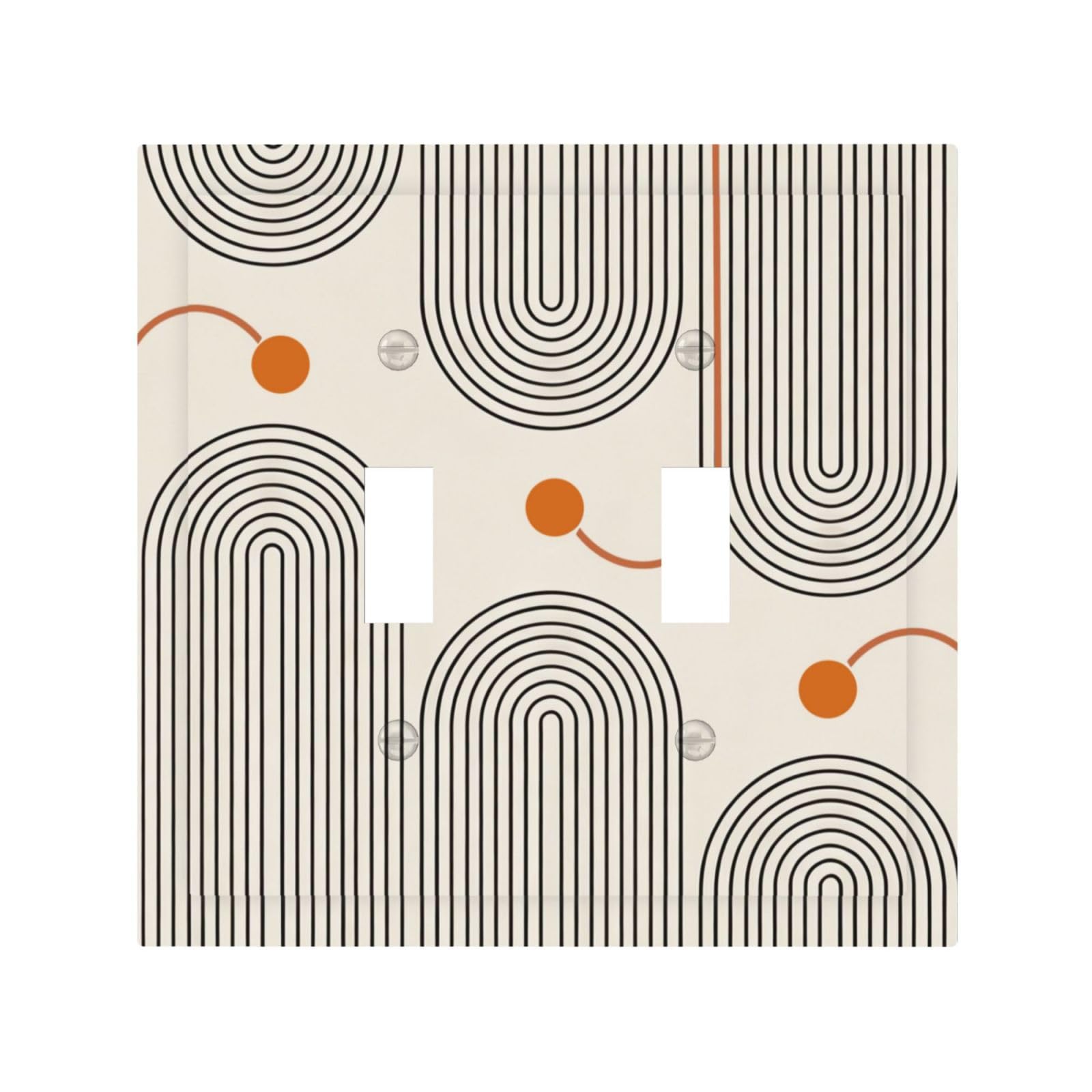 JDAKHD Decorative Light Switch Plate Covers Modern Geometric Arch 2 Gang Wall Plate Unique Double Toggle Mid-Century Minimalist Abstract Double Light Switch Covers for Home Office Decor