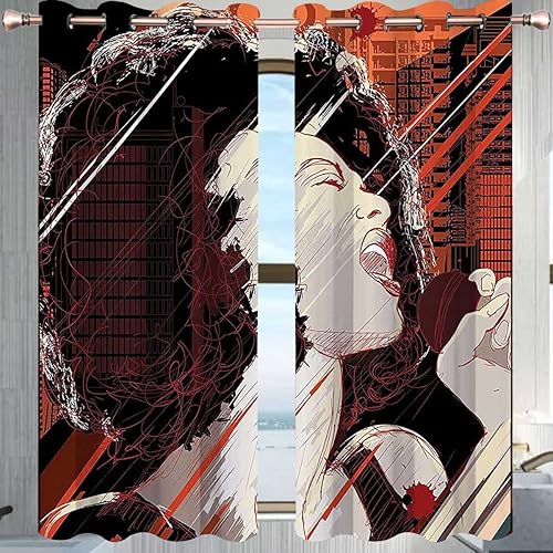 Miniatura 2 de Afro Decor - Cortina de cuentas para puerta, 2 paneles, cortinas negras y naranjas, cortinas opacas para eventos, 72 pulgadas de ancho x 72 pulgadas