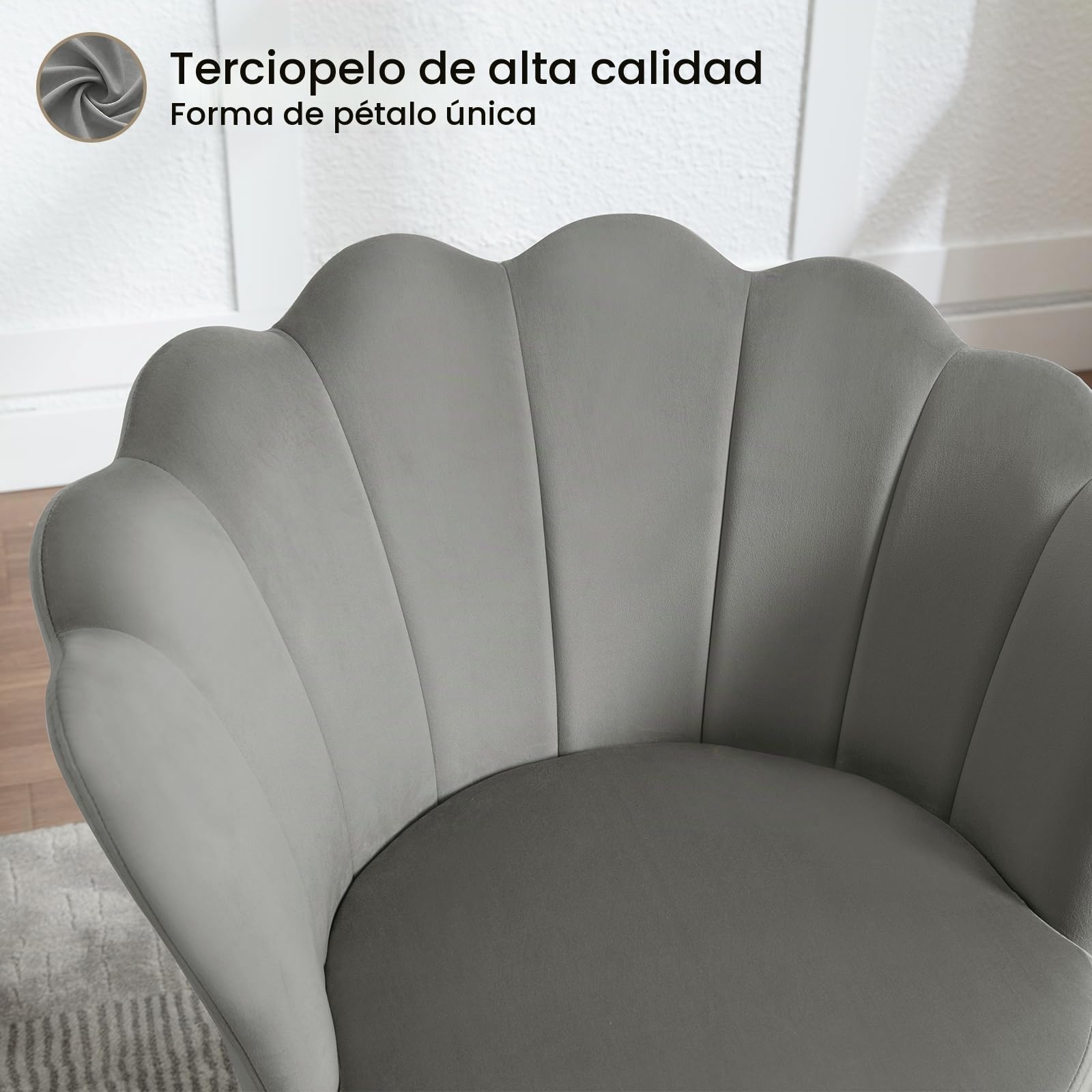 WOLTU Sillon Relax, Butacas de Salón, Patas de Metal Chapa, Gris | Sillón Lounge con Terciopelo, Cojín grueso, Pies ajustables, Dormitorio, Tocador y Recepción, Carga 150 kg