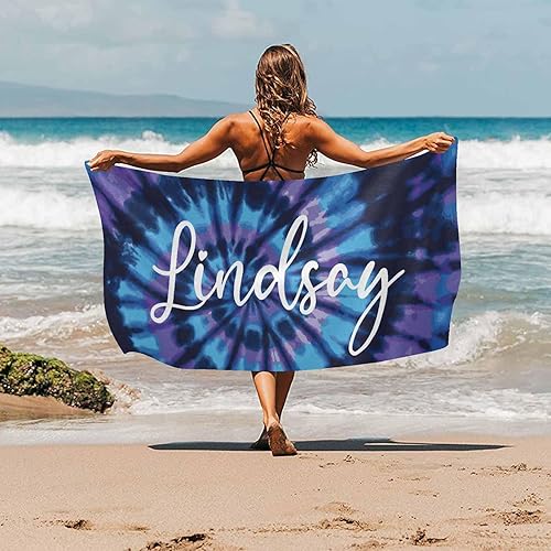 Miniatura 8 de MyPupSocks Toallas de playa personalizadas con nombres, toallas de playa personalizadas con teñido anudado, toallas de playa personalizadas para