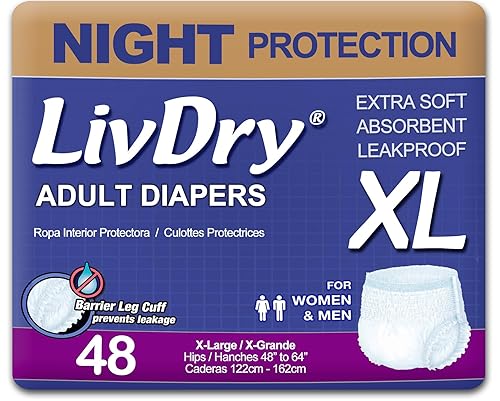 LivDry Adult XL Incontinence Underwear, Overnight Comfort Absorbency, Leak Protection,