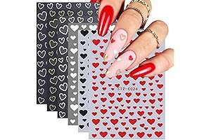6 Sheets Heart Nail Art Stickers Self-Adhesive Glitter Nail Art Supplies