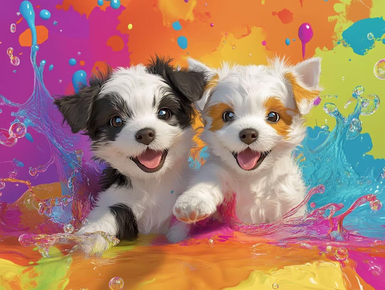 Pintar por Numeros Adultos perro lindo, DIY Painting by Numbers Kits, Pintura por Números Cuadros DIY, con Pinceles, Pinturas Acrílicas, Kit Completo para Painting, Decoración 60 x 80 cm 0F-169