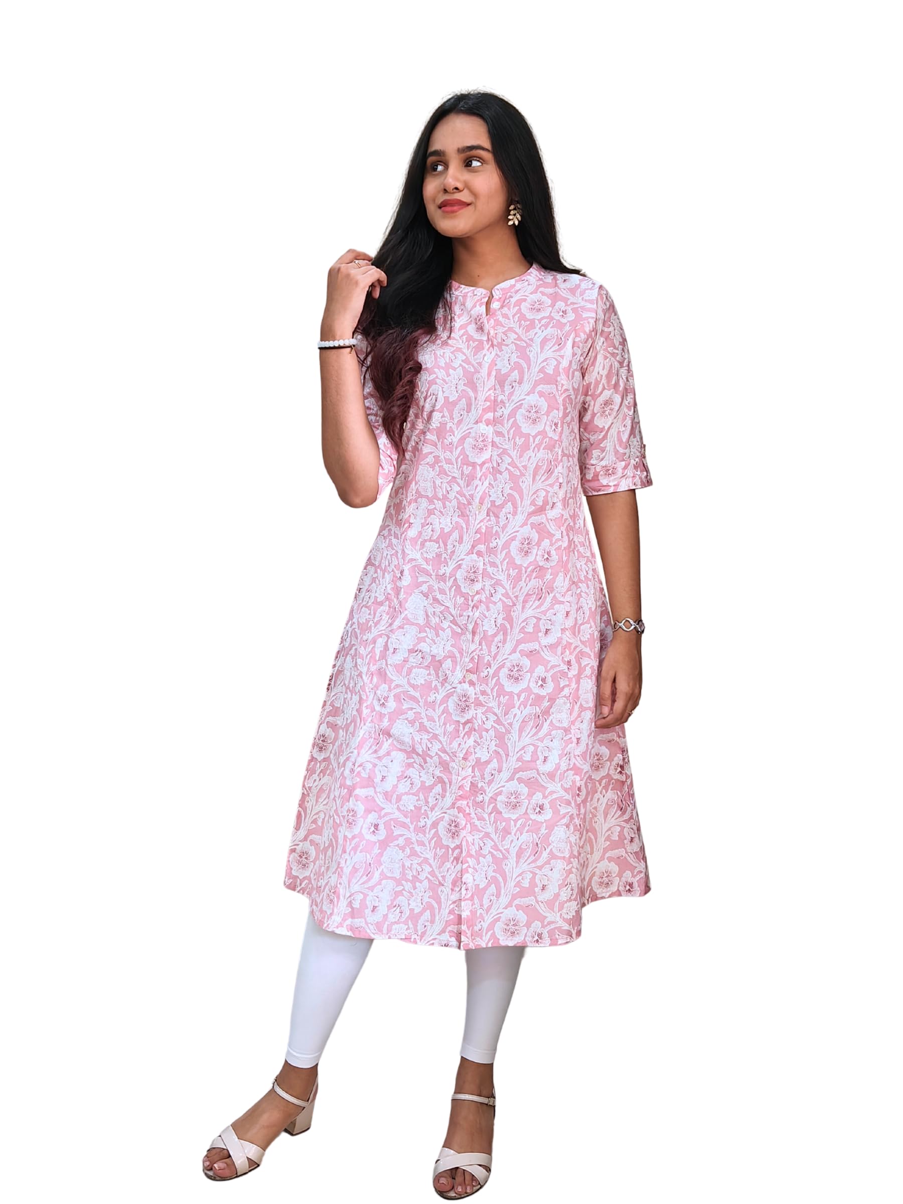Pure Cotton Pastel Pink A line Kurta-image-3