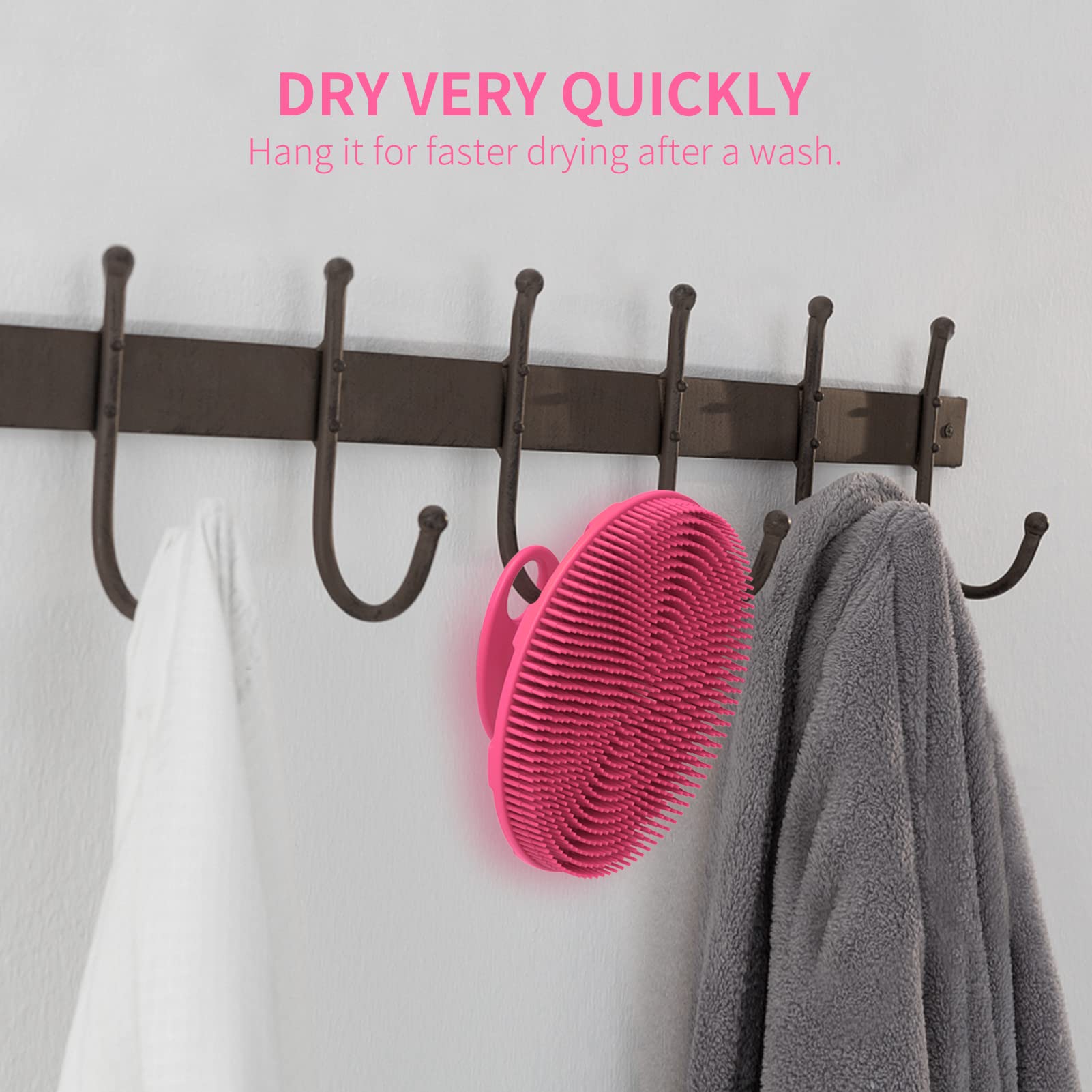 BEAUTAIL Silicone Body Scrubber Shower Bath Brush, More Hygienic Than Traditional Loofah, Lather Nicely, Long Lasting, Gentle Exfoliating for Women Men Baby Sensitive Skin, 1 Pack, Rose 3