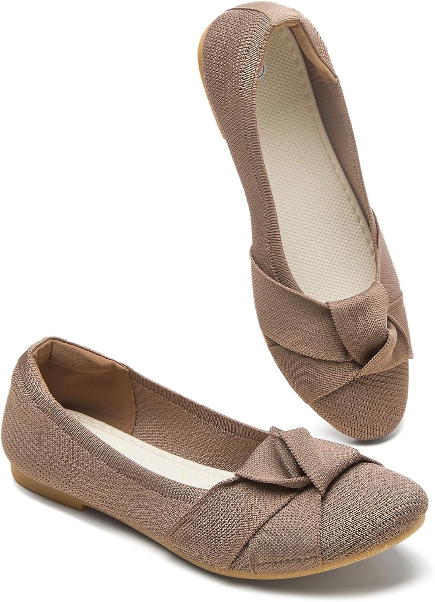 Zapatos planos de malla ligeros para mujer con lazo, transpirables, sin cordones, cómodos zapatos de ballet, zapatos de trabajo informales