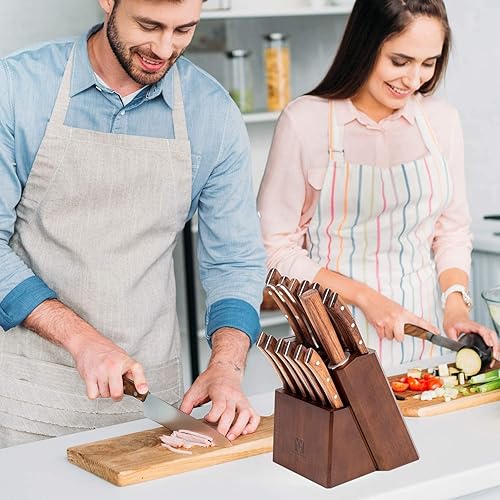 Miniatura 4 de Vestaware 16-Piece Knife Set High Carbon German Steel Kitchen Knife Set with Block Knives set with Knife Rod and Ergonomic Handle 16-Piece Knife Set