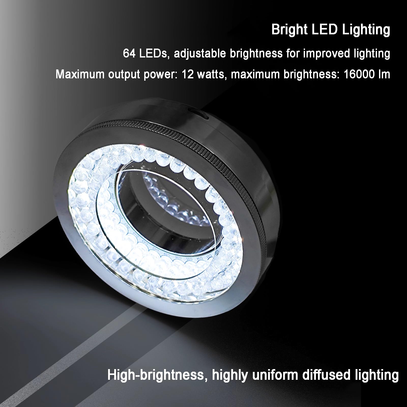 1 anillo de luz LED polarizado for microscopio, antideslumbrante de alto brillo con 64 cuentas LED for una observación clara