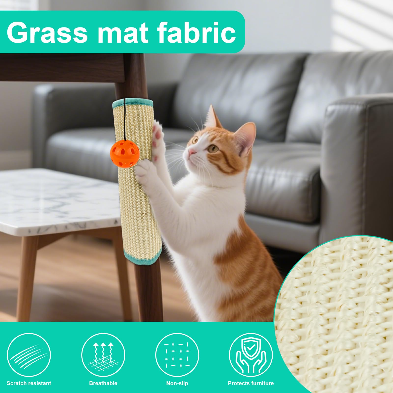 Scratcher for Cats Scratcher for Cats Sofa Cat Scratchers Sisal Protector Scratching Mat 32 x 25 cm Black for Table Legs Indoor Home - Image 3