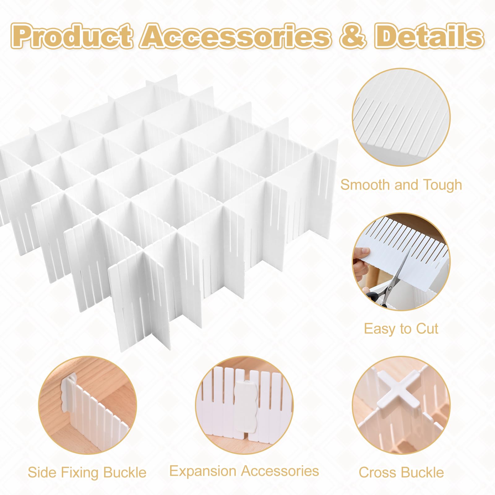 10 Divisori Cassetto Regolabili PRZRAO - 32x11cm, Con Accessori, Plastica - Foto 7