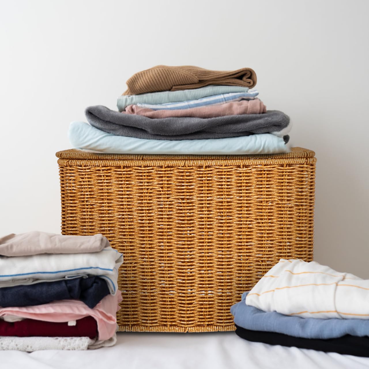 Ciieeo Woven Storage Basket Mit Deckel Und Griff Schmaler Aufbewahrungskorb Für Zeitschriften Und Spielzeug Langlebiger Organizer Für Küche Und Wohnraum