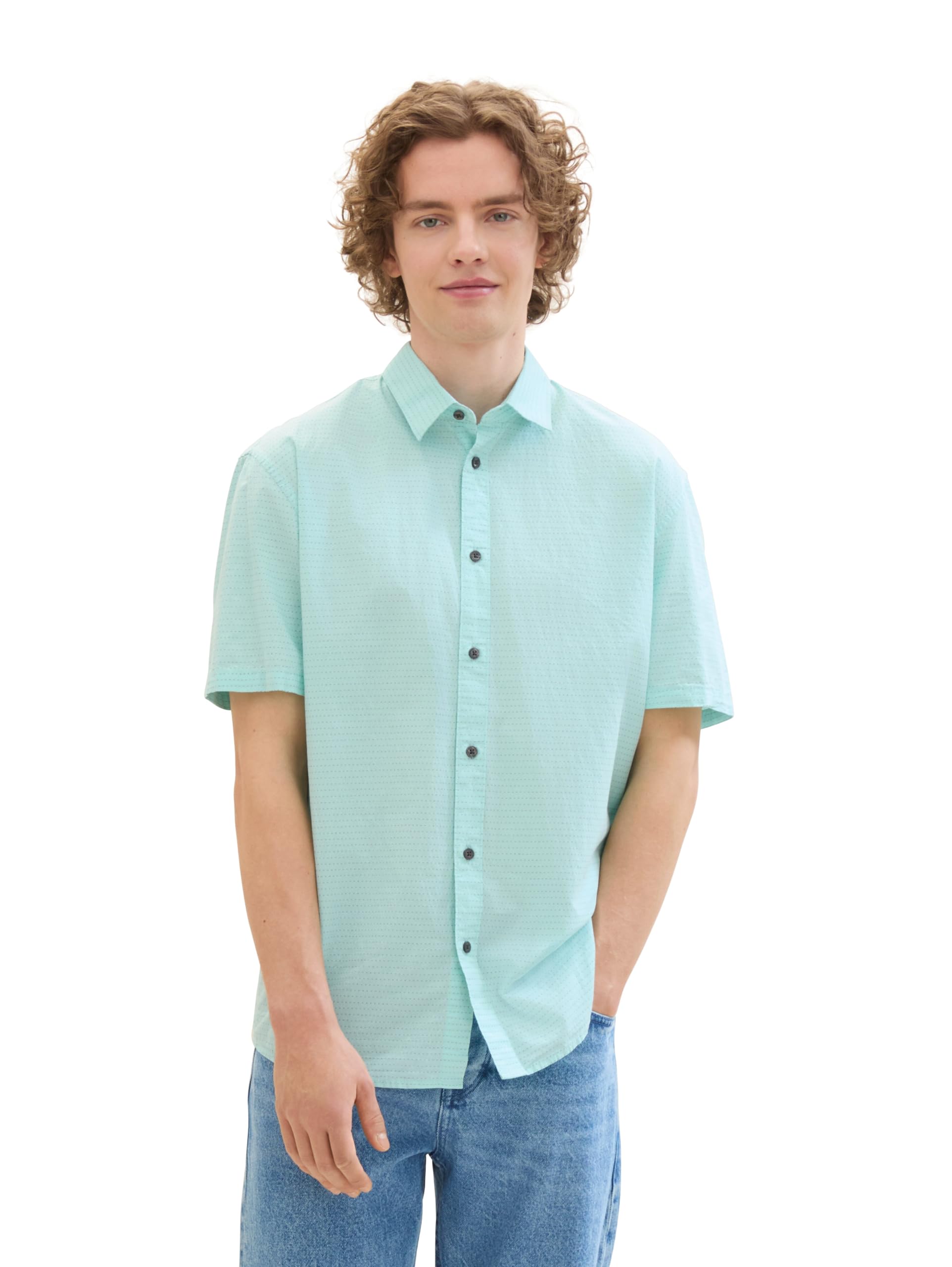 TOM TAILOR Denim Herren Relaxed Fit Kurzarm Hemd
