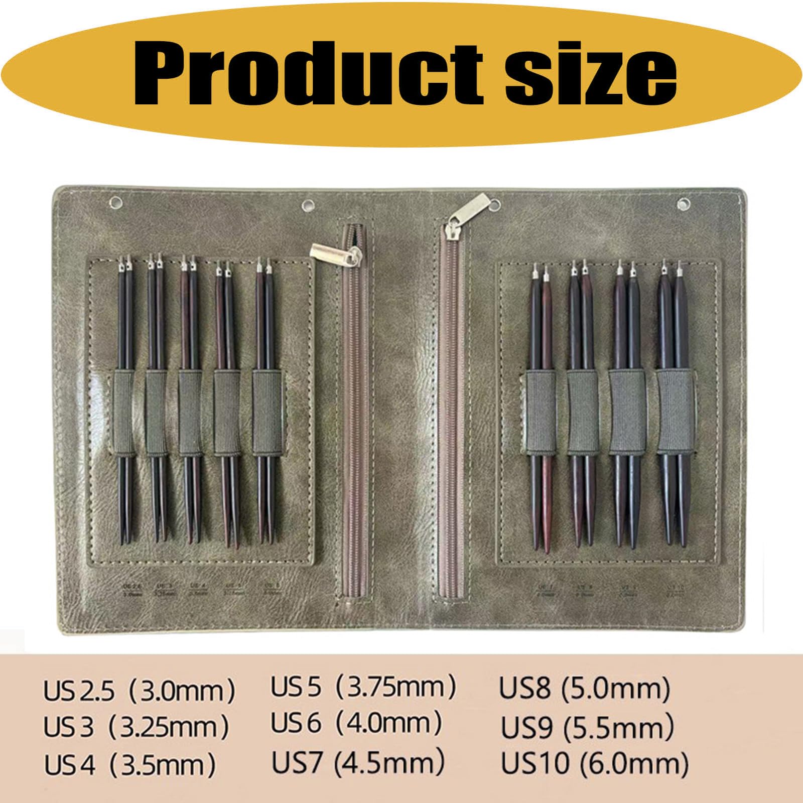 Yarn Stricknadel Set, austauschbare runde Holznadeln, 9 Paar mit 3 mm–6 mm Größen für Strickprojekte zu Hause