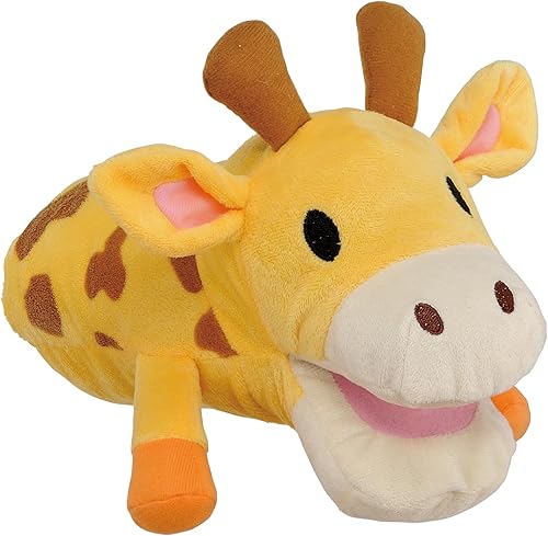 BONBI ALCON - Manopla de animales Happy Zoo Jiraffe, juguete de peluche para masticar con silbato