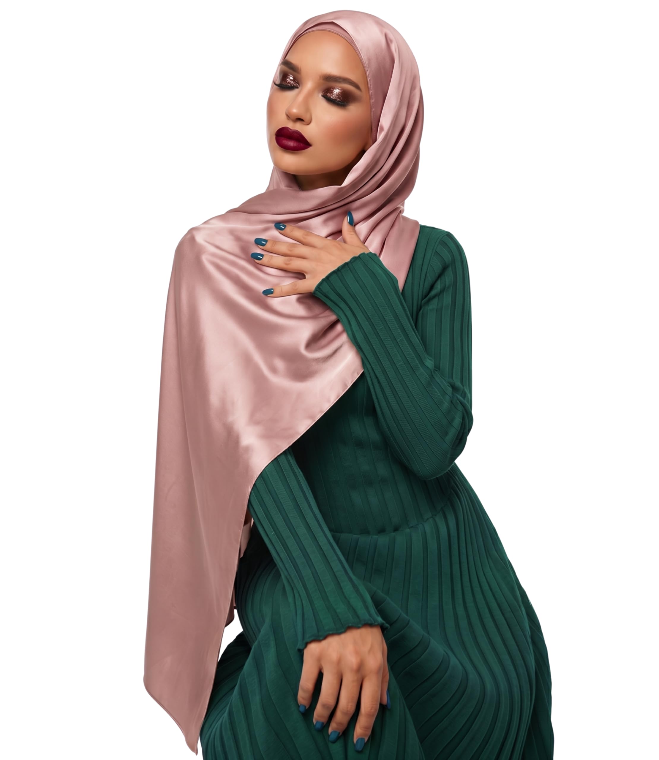Satin Scarf - Ladies Scarves, Shawls & Wraps - Satin Hijab - Rosewood