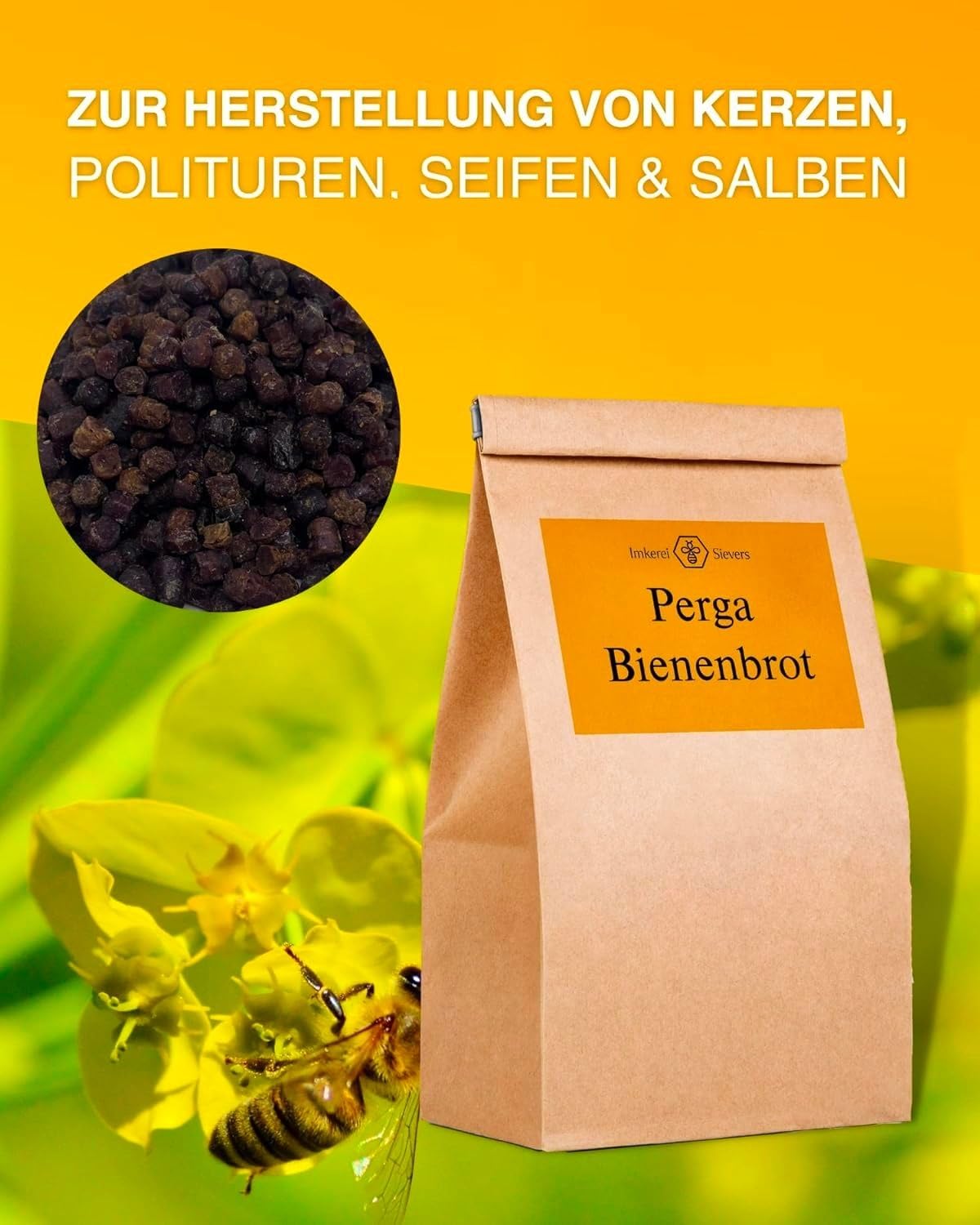 Pan de abeja del Norte Perga 250 g – Producto natural de la casa Imkerei Sievers – Perga polen de abeja – rico en proteínas vitaminas, minerales, pan de abeja para comer – polen de flores