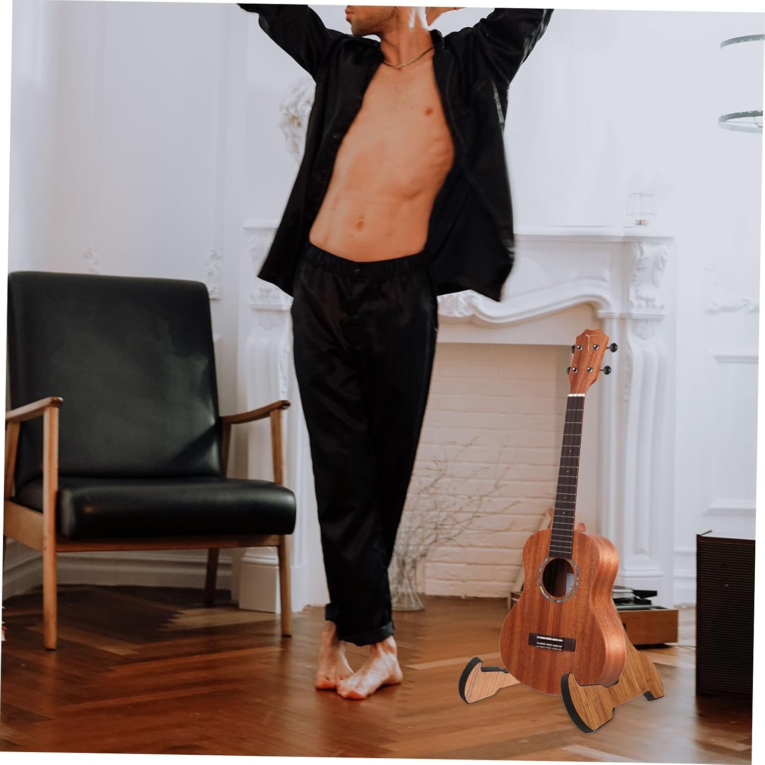 YARNOW Wooden Guitar Stand for Acoustic and Electric Guitars Adjustable Folding Violin Holder Non-Slip Design for Musicians and Performers