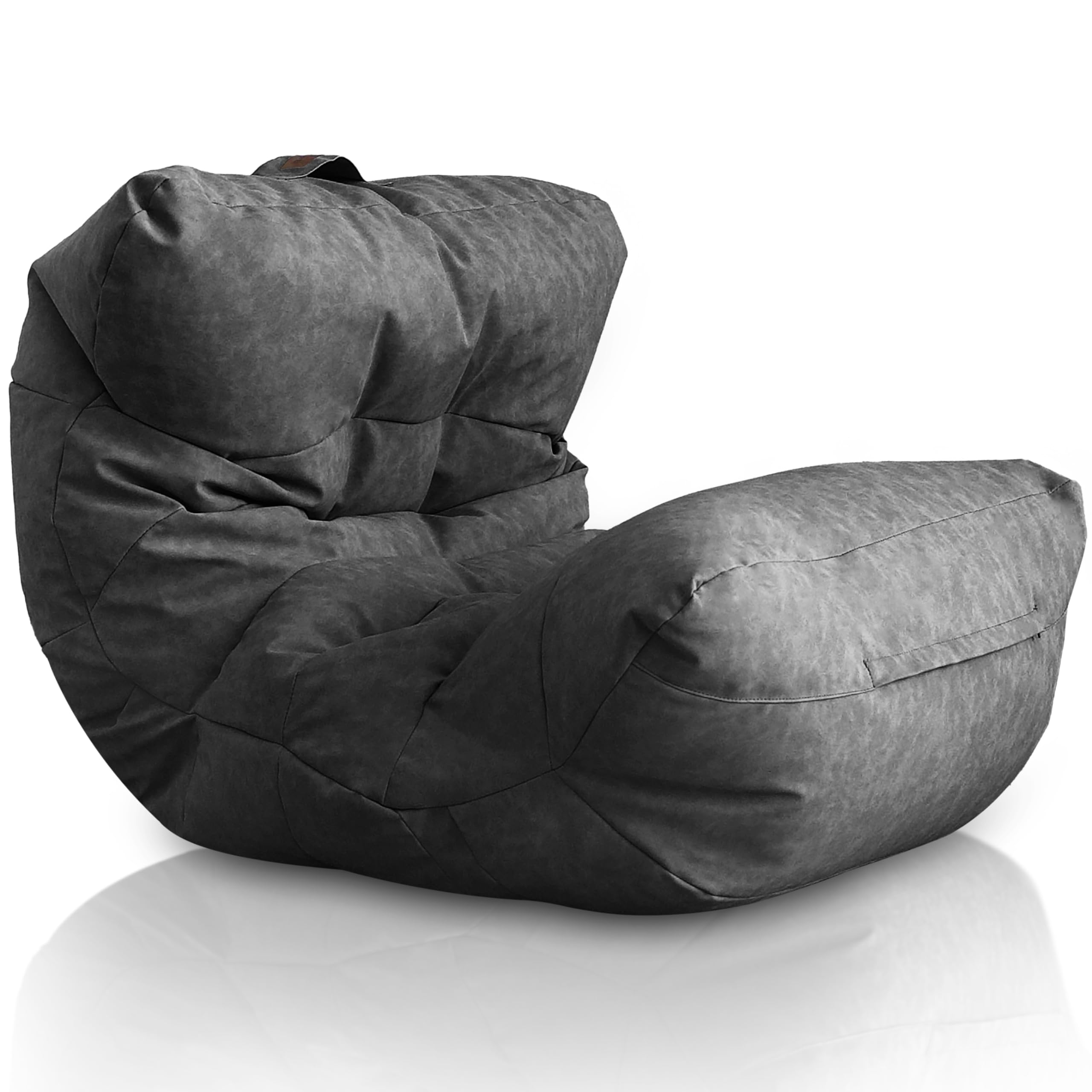 Aiire Fauteuil Pouf Salon Moderne - Pouffe Géant Interieur Adulte ou Ado avec Remplissage pour Décoration de la Chambre – Gros Bean Bag XXL ou Coussin de Sol Gris Foncé