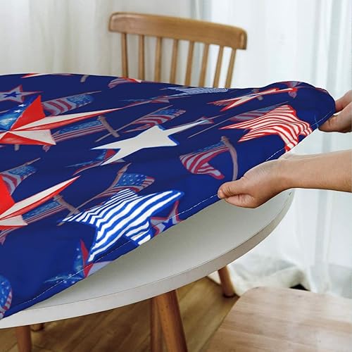 Vista 109 de Famame Beautiful Bloom - Mantel redondo ajustable con borde elástico, impermeable, con borde elástico, para interiores y exteriores, se adapta a