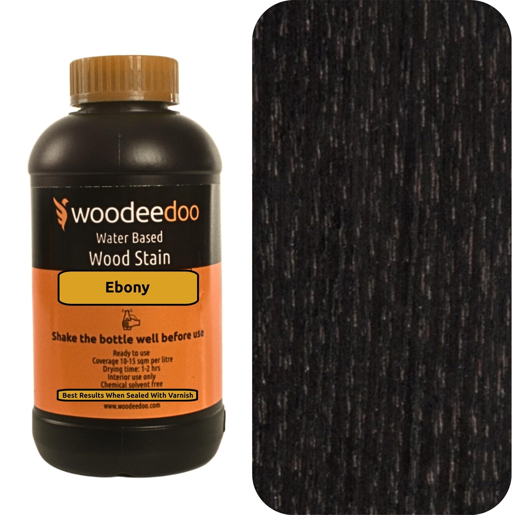 Woodeedoo Ebony Water Based Wood Stain | Wood Dye | Ready To Use | Environmentally Friendly | Solvent Free | Odour Free | 450 Ml |