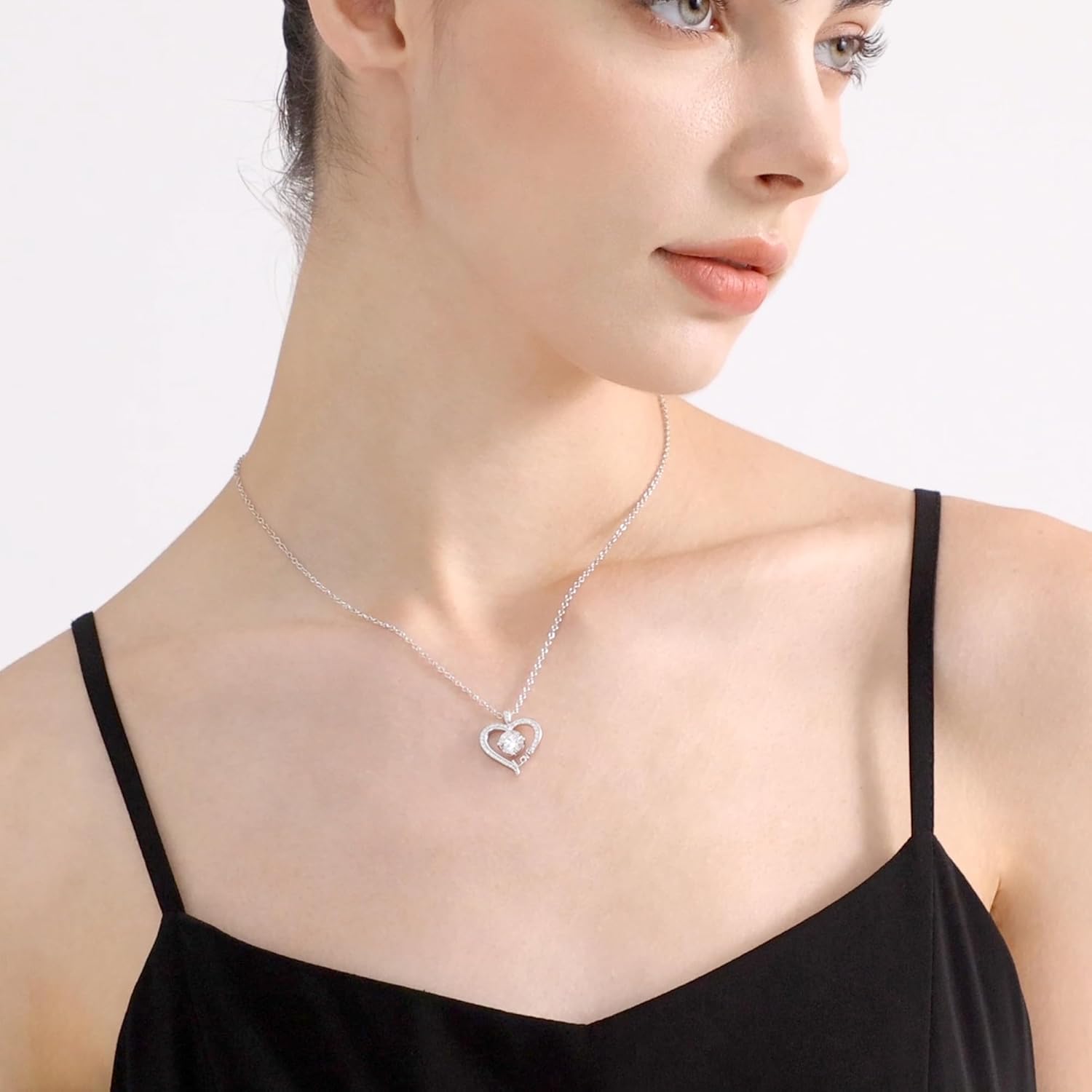 Moissanite Heart Necklaces for Women, 1-3 Carat Moissanite 925 Sterling Silver Love Jewelry, Valentines Day Birthday Wedding Anniversary Engagements Gifts for Women Wife Girlfriend Mom Her - Image 2