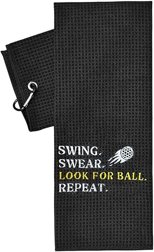 Artpreti Toalla de golf divertida de alta calidad, bordada para bolsas con clip, regalos para hombres o mujeres, aspecto swing para repetición de