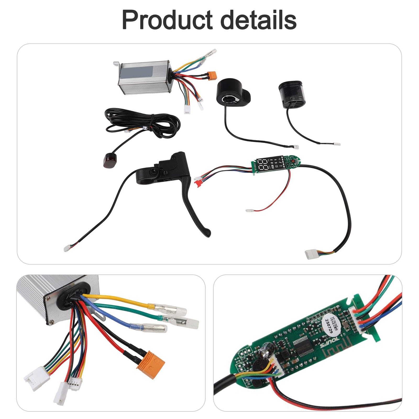 Kit de controlador de scooter eléctrico de 36 V, 500 W, 17 A, con salpicadero, acelerador y luces, compatible con scooters eléctricos de 10 pulgadas