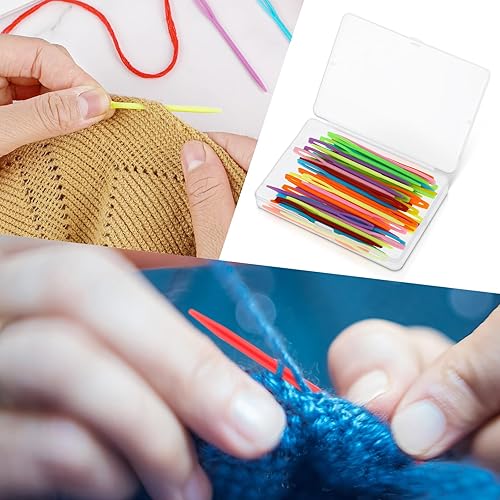 Miniatura 7 de WLLHYF 50 agujas de coser de plástico, agujas de hilo de plástico de ojo grande de 2.7 pulgadas2.8 in, agujas de aprendizaje coloridas para hilo y