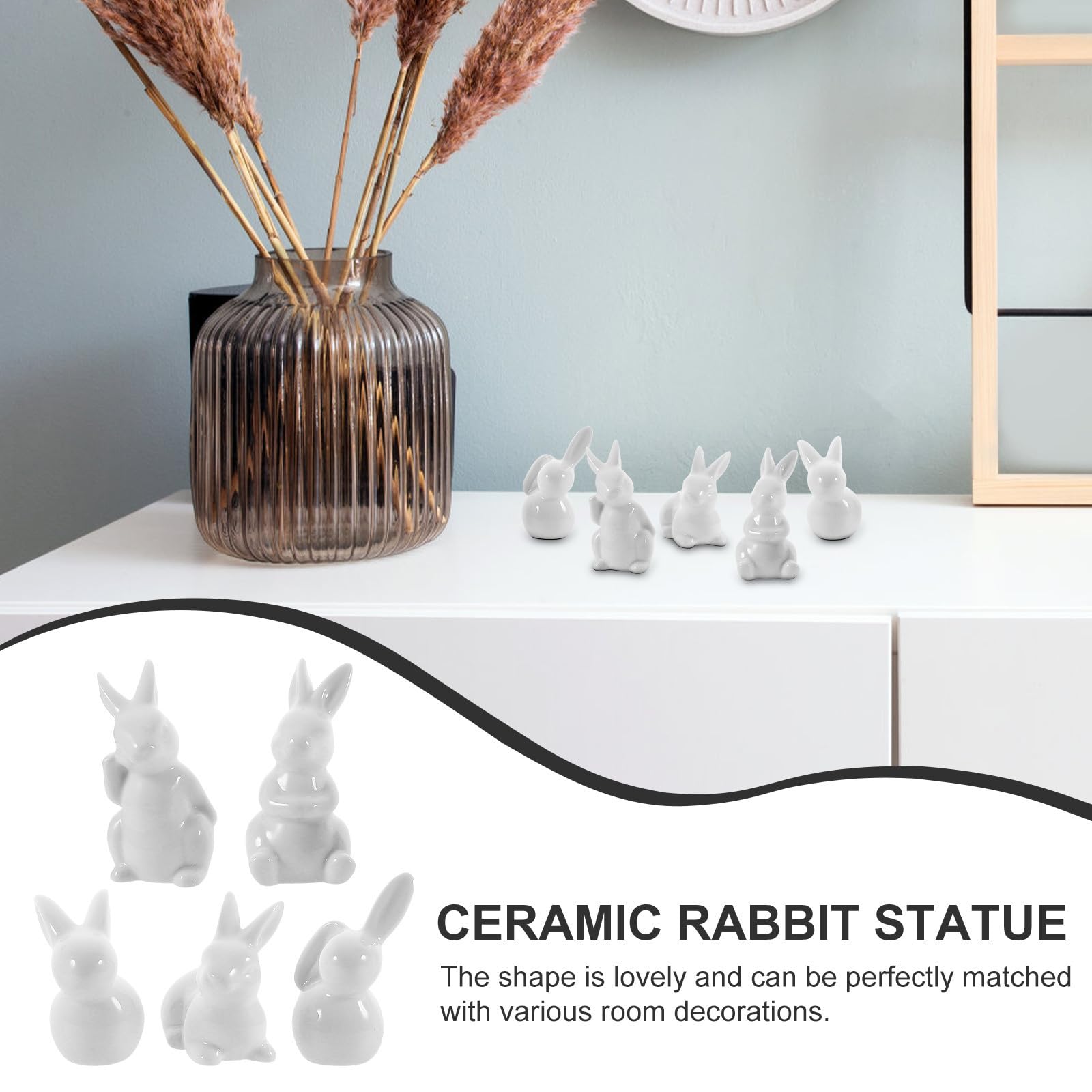 Didiseaon 15 Pezzi Statuetta Coniglio in Ceramica Bianca Mini per Casa e
