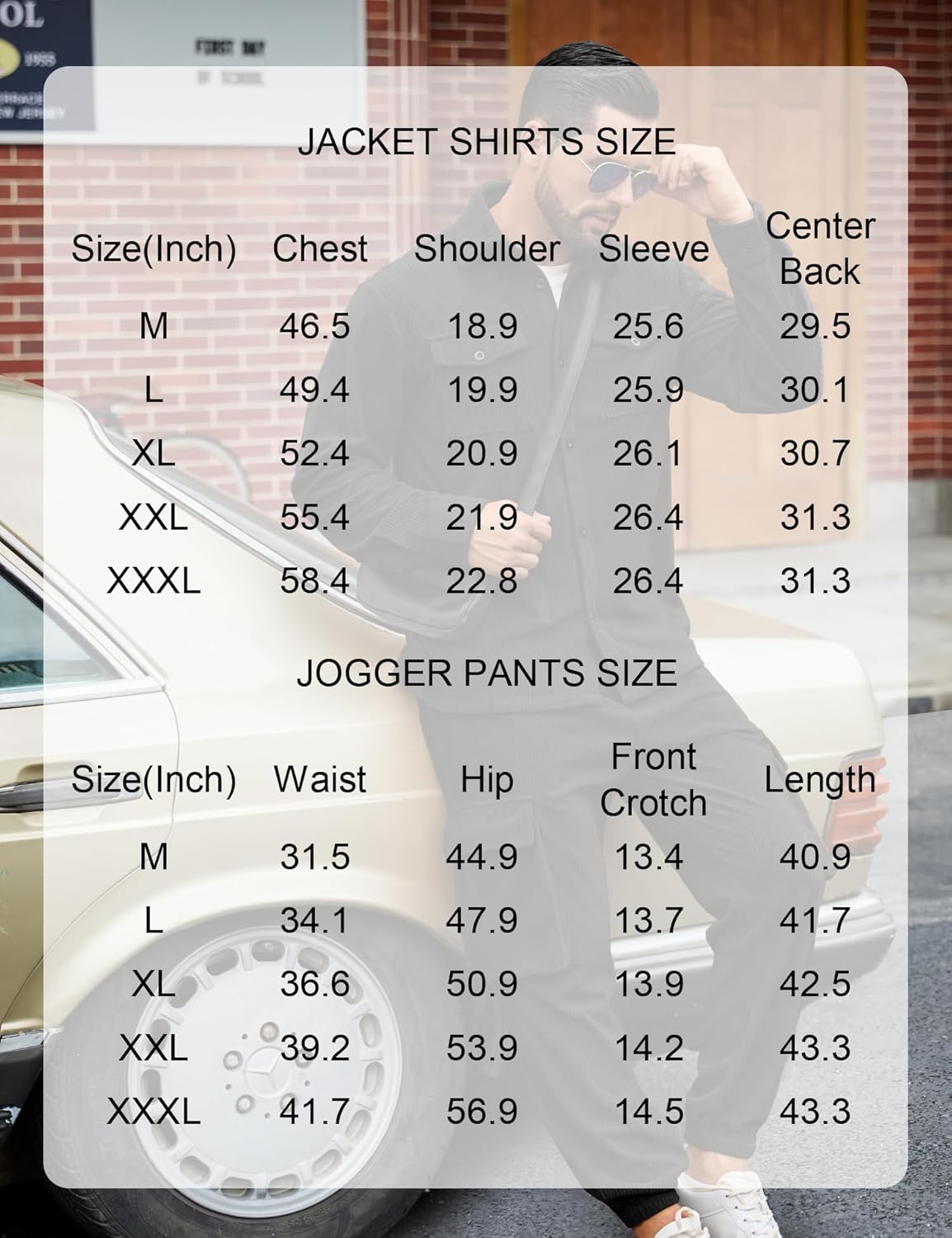 LecGee Men's 2 Piece Corduroy Outfits Long Sleeve Corduroy Shirt Jacket and Corduroy Cargo Pants Fall Winter Tracksuit Set - Image 7