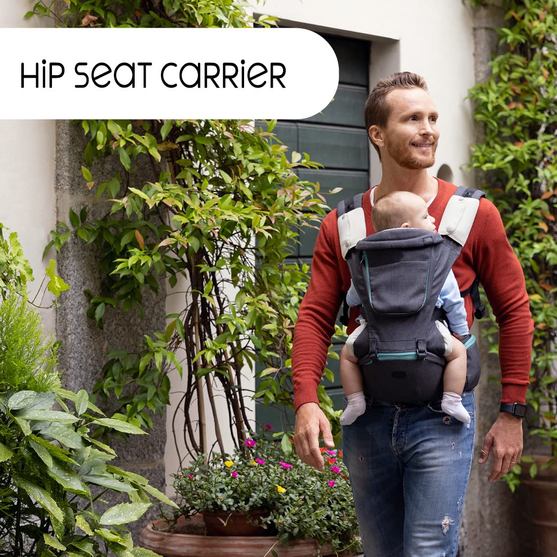Chicco Hip Seat 3-in-1 Multifunktionale Babytrage mit festem Boden, abnehmbare Schultergurte und Schutzkappe, 8 Positionen – von Geburt bis 15 kg – Pirat Schwarz