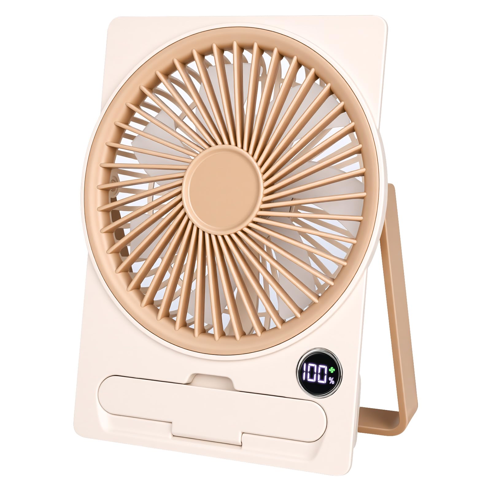 XTDMJ Desk Fan, 2000mAh USB Rechargeable Mini Fan with LED Display