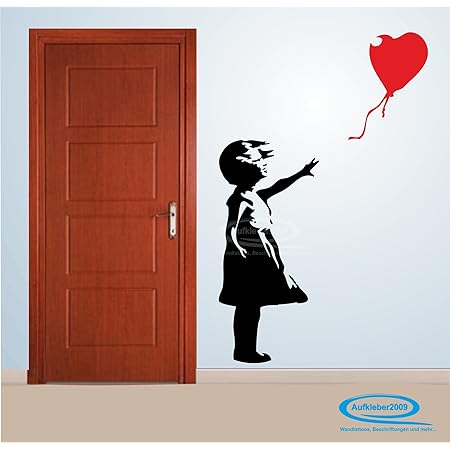 Adesivo Da Parete Banksy - Bambina Con Palloncino, Vinile 17,5x38 Cm, Decorazione Moderna - Foto 2
