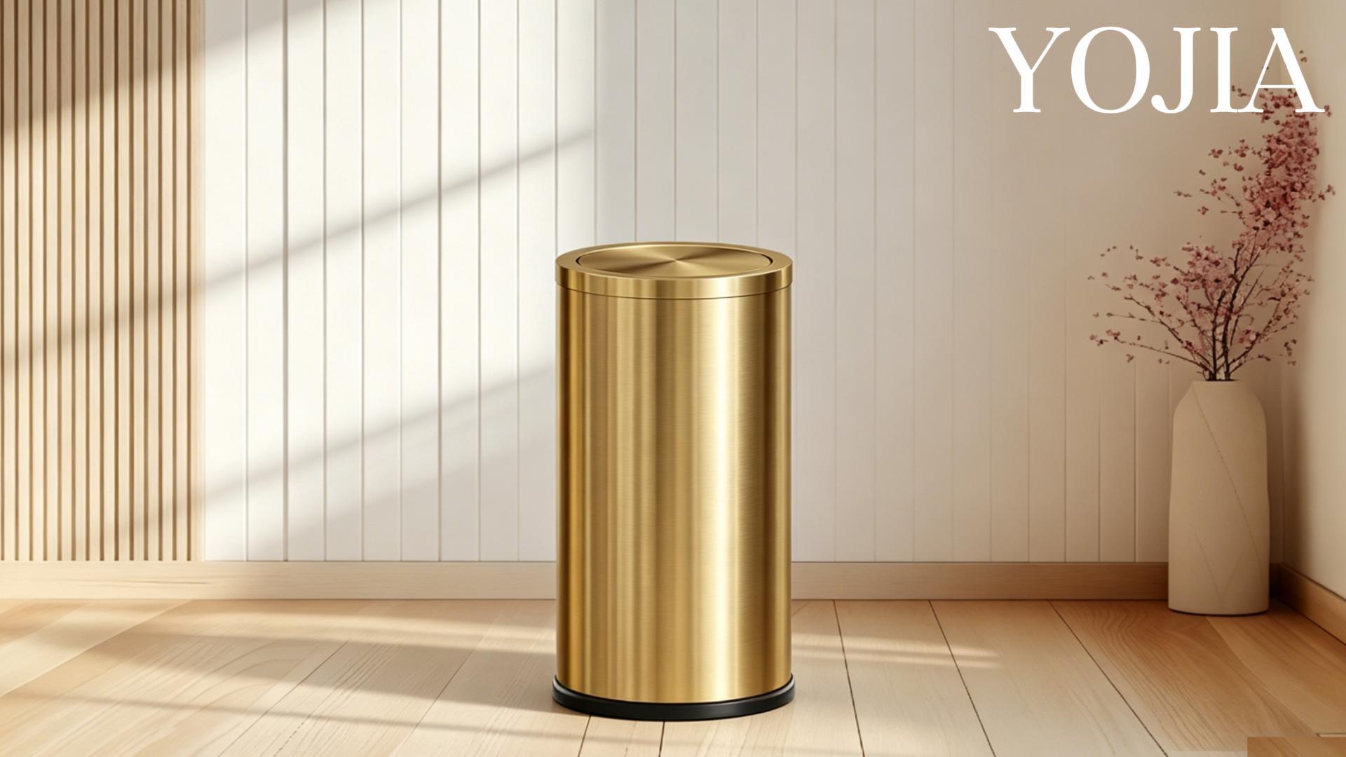 Image of 7.92 gallon /30L Gold Kitchen Trash Can with Swing Lid, Tall, Large Garbage Can, Commercial Brass Bathroom Waste Basket for Outdoor Shopping Mall Office Hotel Elevator Airport (30Lgold)