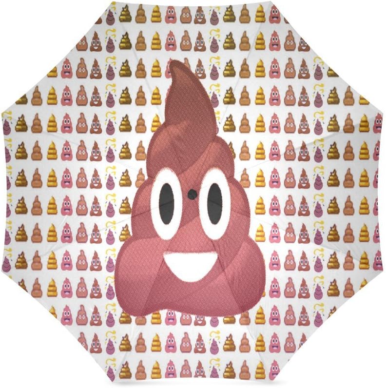 Stylish Happy Funny Poop Emoji Face Anti Rain Windproof Travel Golf Sports Foldable Umbrella